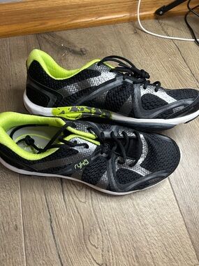 Ryka Influence Black Gray Lime Green Athletic Sneakers